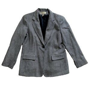 Vintage 90s Jones New York Country Houndstooth Wool Blazer Classic 16 Size XL